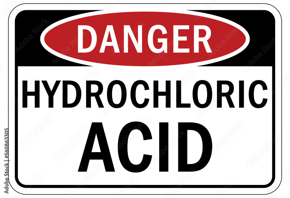 hydrochloric acid sign and label hydrochloric acid sign and label