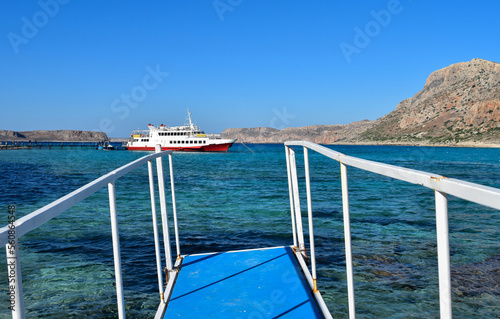 Schiffsanleger vor der Insel Tigani in der Balos Bucht  Kreta  Griechenland 