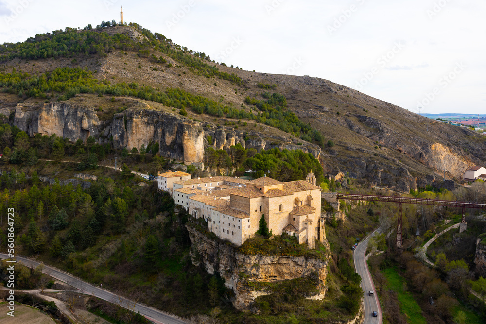 Aerial view of the ancient dominican female monastery of San Pablo in Cuenca, Spain