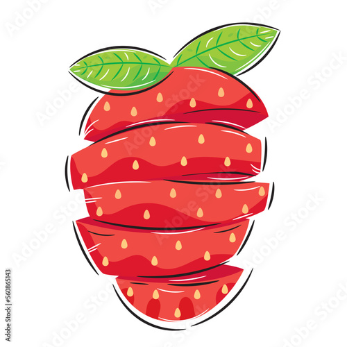 Isolated cut strawberry pop art sketch Vector