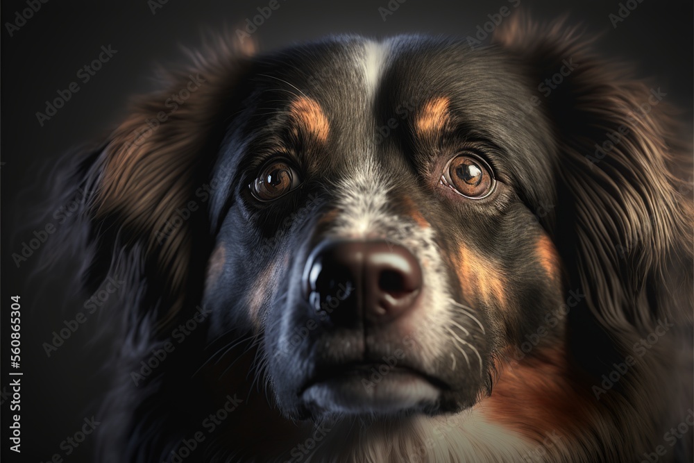 A realistic portrait of a dog, with expressive eyes and detailed fur Generated IA