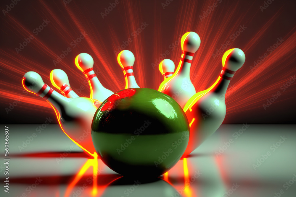 The bowling ball is ready to be hit. Image of a bowling ball hitting