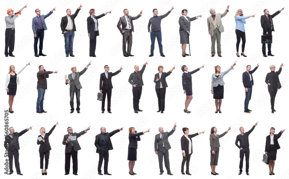 group of business people showing thumbs up isolated