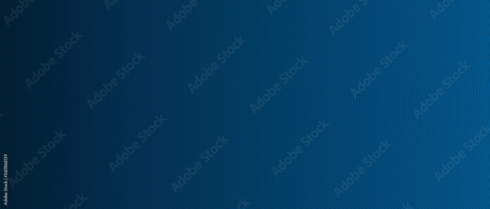 Circle lines pattern on blue background. Circle lines pattern for backdrop, brochure, wallpaper template. Realistic lines with repeat circles texture. Simple geometric background, vector illustration