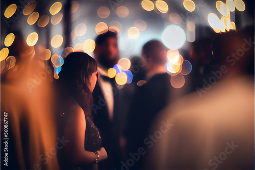 Blurry image of a wedding party ideal for background, generative AI photo