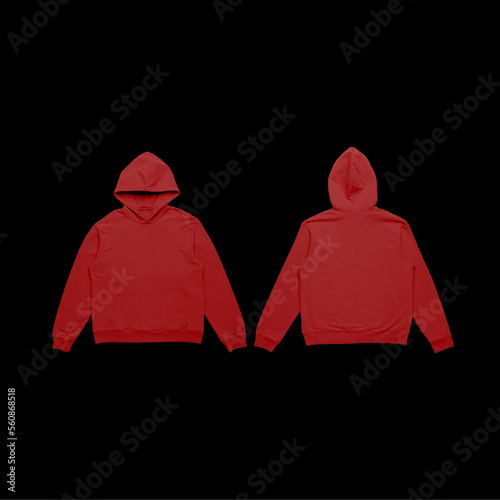Red Hoodie Mock-Up on Black Background	