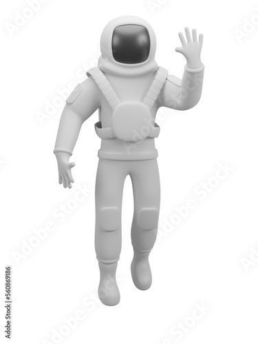 3d render illustration astronaut waving hand gesture