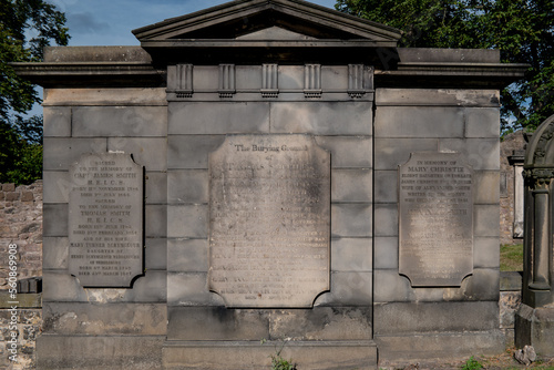 Monument with wall mounted gravestones for Scrymgeour in Greyfriars Kirkyard, inspiration for Rufus Scrimgeour in Harry Potter novels by JK Rowling photo