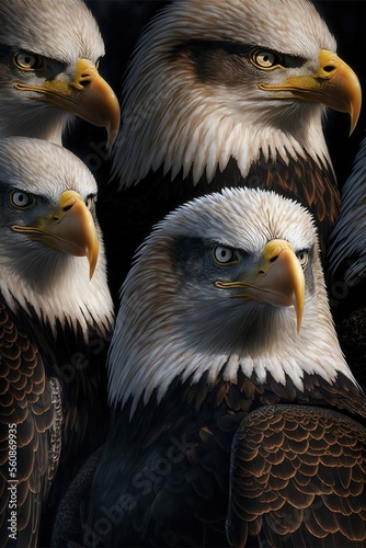  A group of bald eagles illustration made with Generative AI