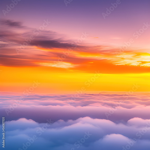 Sunset above clouds - generative ai © visart