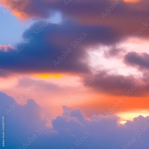 Sunset above clouds - generative ai