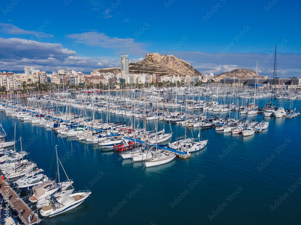 Alicante, port by drone panorama
