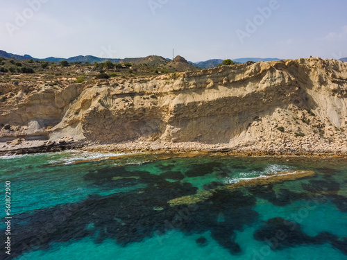 Aerial view beach next to Villajoyosa Alicante