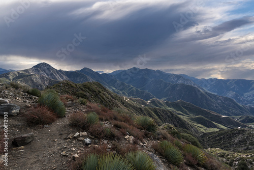 View towards Strawberry Peak and Mt Wilson from the summit of Josephine Peak in the San Gabriel Mountains in Los Angeles County California.