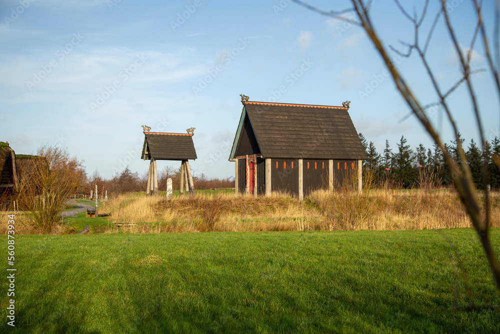 Fototapeta premium Wikinger Haus Häuser historisch Langhaus