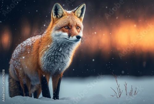 red Fox in the snow, generative AI
