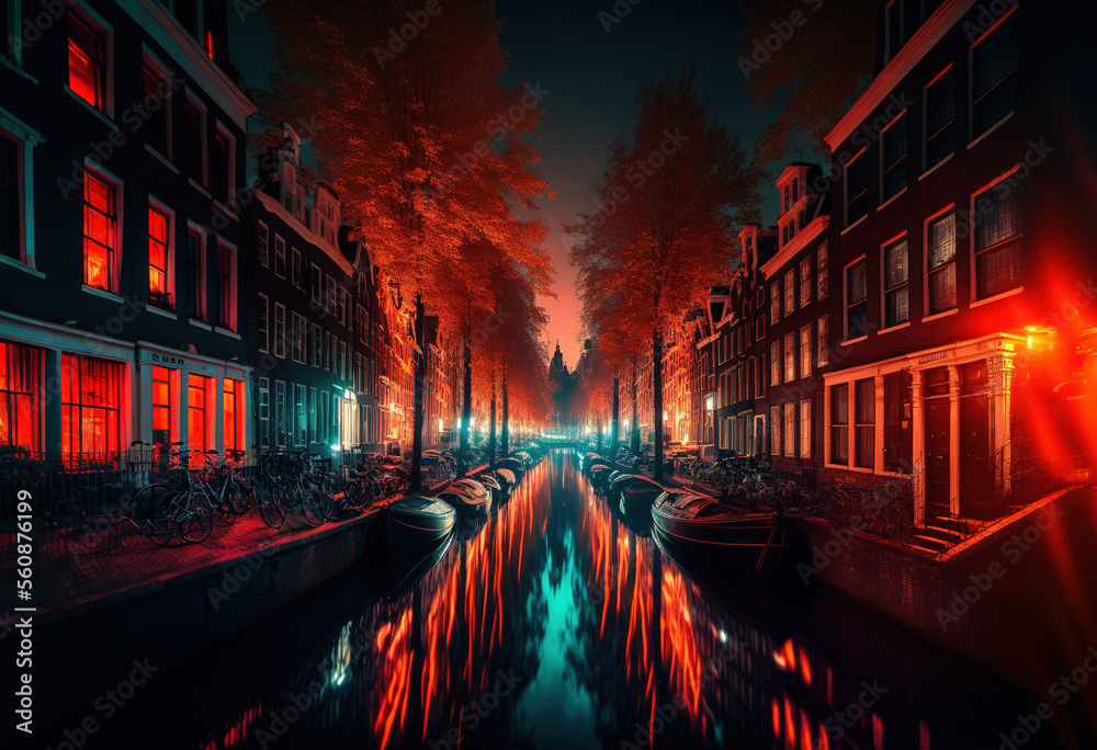 amsterdam in psychodelic colors created with Generative AI technology