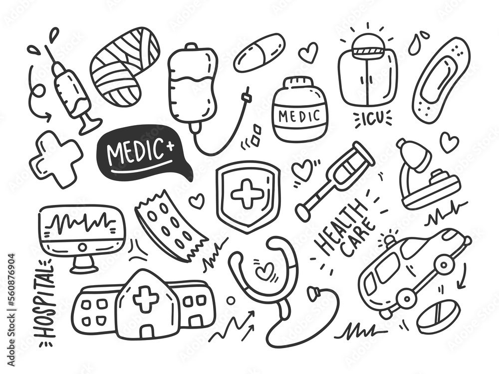 medical theme doodle