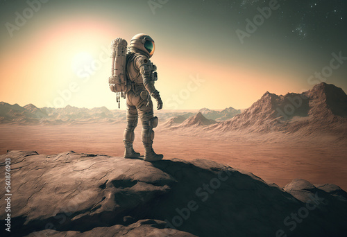 astronaut in the desert sky created with Generative AI technology