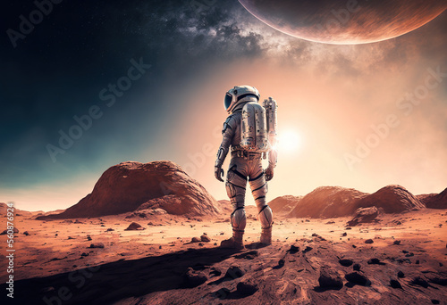 astronaut in the desert created with Generative AI technology