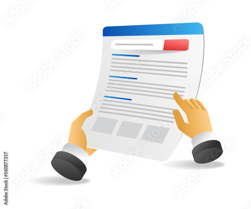 Flat 3d concept isometric illustration looking for information on internet search engine