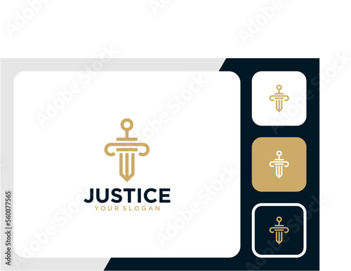 justice logo design with sword