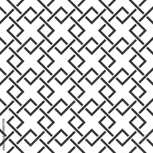 Seamless geometric pattern monochrome texture vector background.