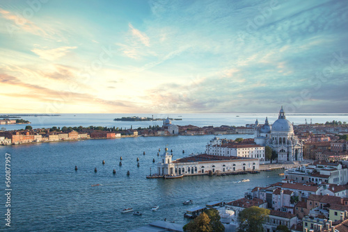 Beautiful views of Santa Maria Della Salute and the Venetian lagoon in Venice, Italy © marinadatsenko