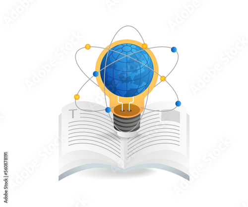 Isometric flat 3d concept absorb a lot of knowledge by reading