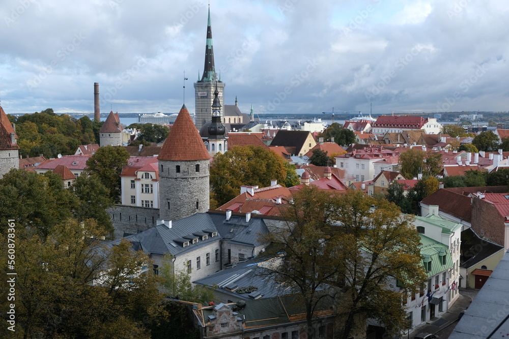 Panorama shot of Old Town in Tallinn, Estonia
