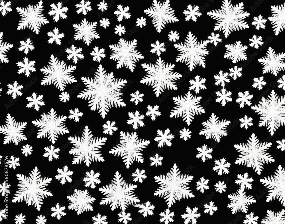 Snowflakes on a black background. IA technology Snowflakes on a black background. IA technology