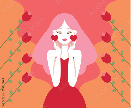 Valentine's day woman in roses