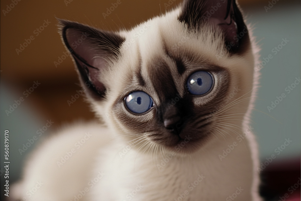 Young Siamese Kitten, 3D render, Generative AI