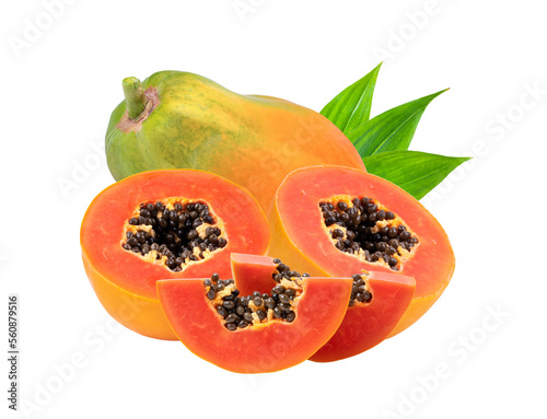 ripe papaya fruit with seeds on transparent png