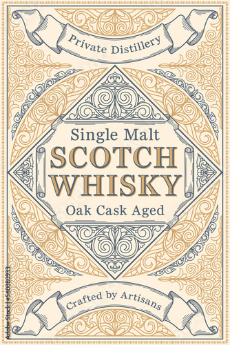 Scotch whisky - ornate vintage decorative label