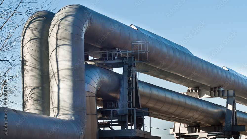 pipeline close-up against the blue sky