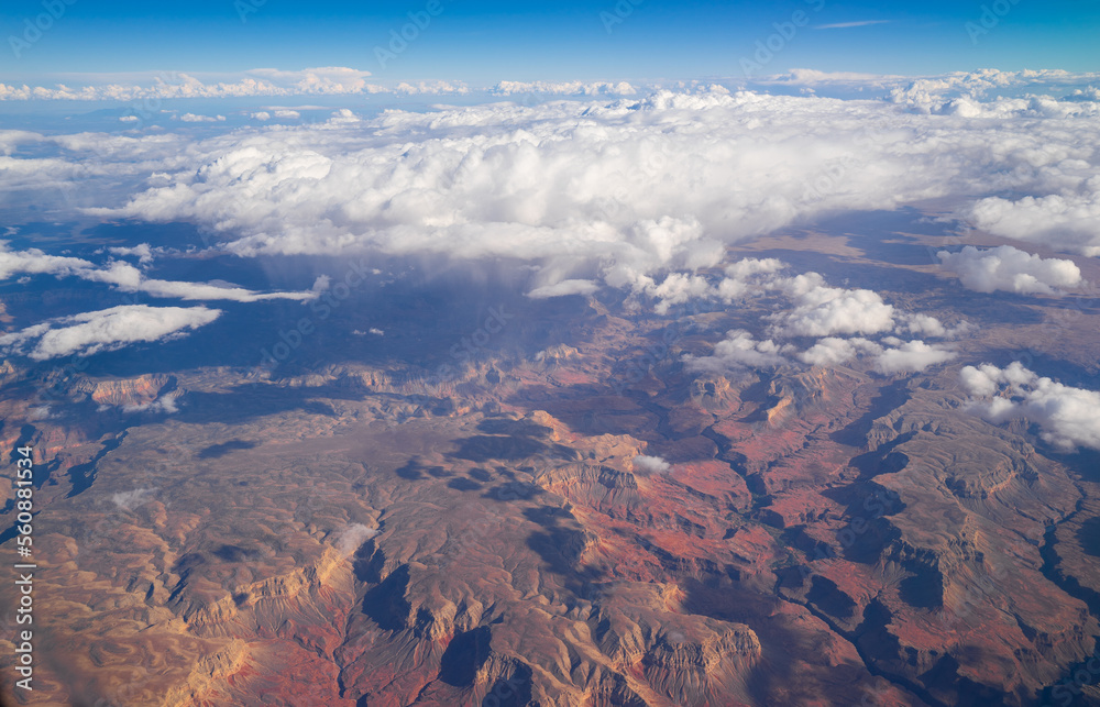 By flying to Los Angeles, you can see the sky over the Nevada deserts. The deserts lead to places like Hoover Dam, Valley of Fire, Lake Mead, Red Rock Canyon, Zion National Park, and the Grand Canyon.