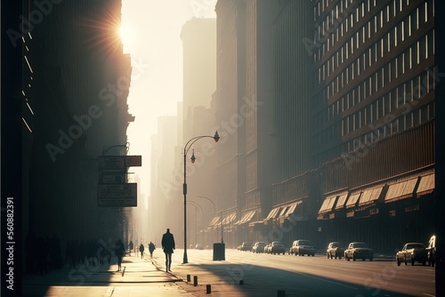 empty new york street, 1960s cyber retrofuturistic, generative ai