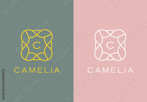 Flower initial letter C logo design