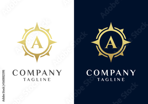 Letter A compass logo design vector image