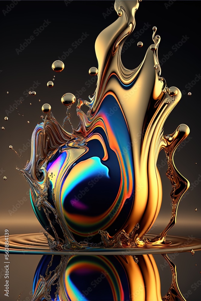 reflective metallic generative ai liquid splash