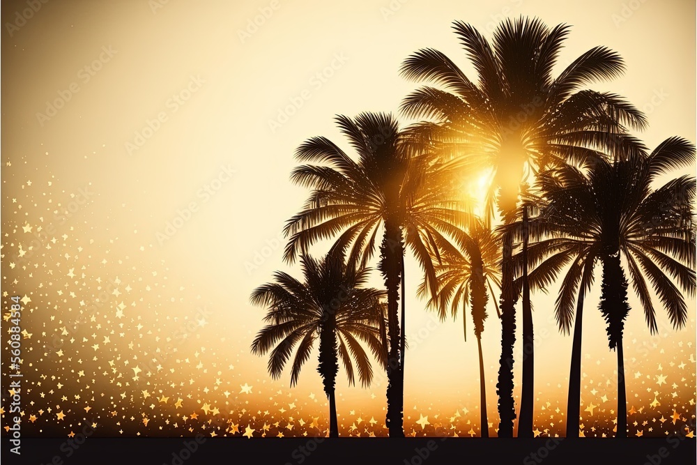 palm silhouette on sunset
