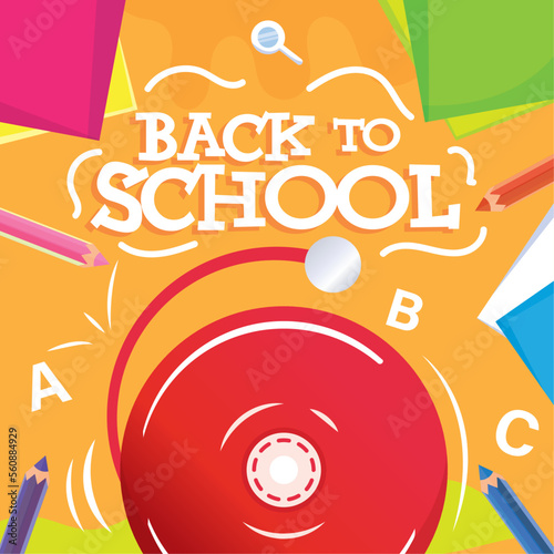 Isolated school ring Back to school comic poster Vector