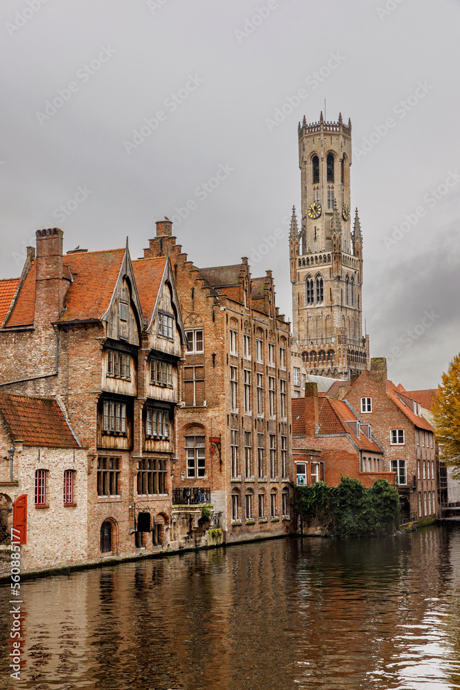 Streets of Brugge old town. Medieval Europe, Belgium.