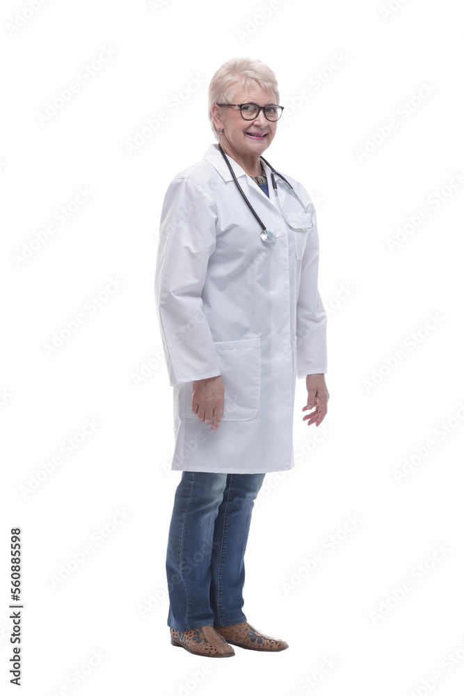 in full growth. smiling mature woman doctor looking at the camera in full growth. smiling mature woman doctor looking at the camera