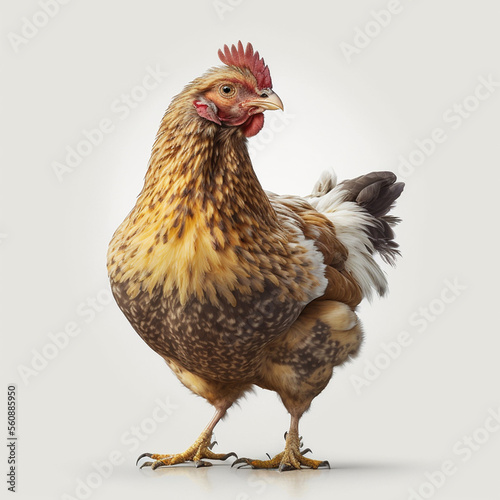 Chicken full body image with white background ultra realistic