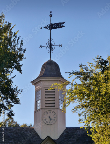 Clock Tower and Weathervane atop Christopher Wren Building, Williamsburg, Virginia 
 photo