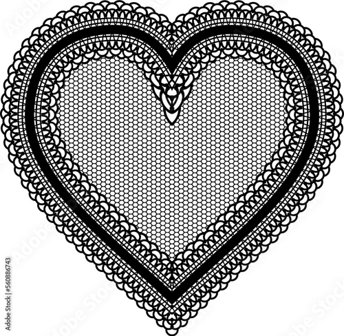 Black lace tenderness heart. Embroidery chic doily for the design of invitations, cards or decoupage. photo