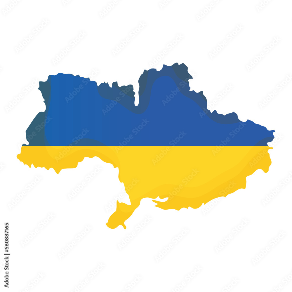 Isolated map of Ukraine with its flag Vector Isolated map of Ukraine with its flag Vector