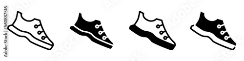 Conjunto de iconos de zapatos deportivos. Calzado. Ilustración vectorial